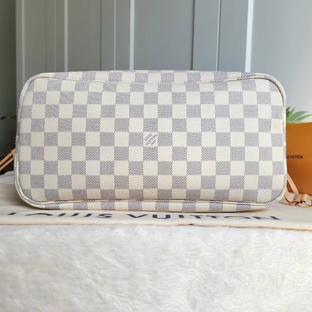 💕BEAUTIFUL Louis Vuitton Tote Bag Neverfull MM Damier AZUR "Rose Ballerine - Picture 16 of 16